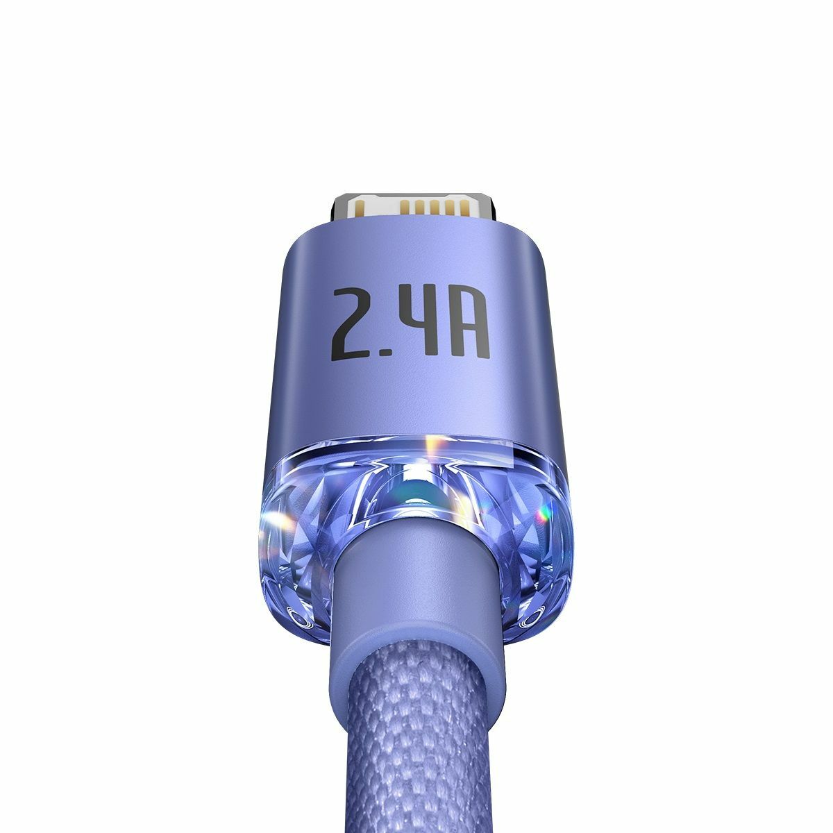 Baseus Lightning kábel, Crystal Shine Series gyorstöltés, adatkábel, 2.4A, 2m, lila (CAJY000105)