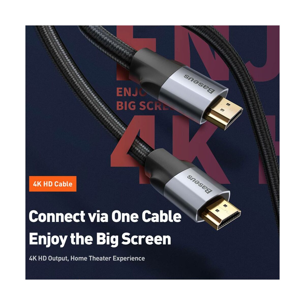 Kép 4/8 - Baseus Video kábel Enjoyment Series 4KHD [apa] - 4KHD [apa] 2m, szürke (CAKSX-C0G)