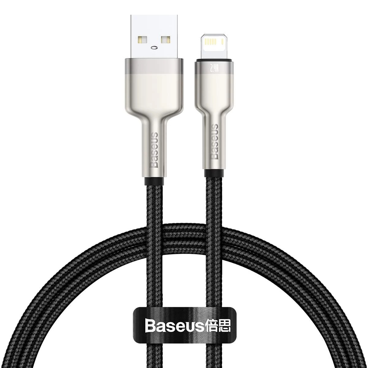 Kép 2/13 - Baseus USB - Lightning kábel, Cafule Series Metal adatkábel, 2.4A, 0.25m, fekete (CALJK-01)