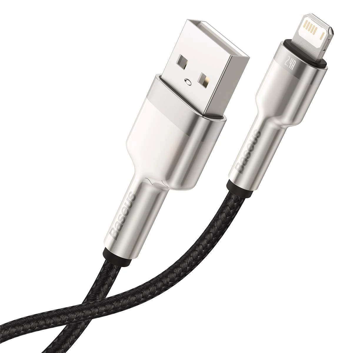 Kép 3/13 - Baseus USB - Lightning kábel, Cafule Series Metal adatkábel, 2.4A, 0.25m, fekete (CALJK-01)