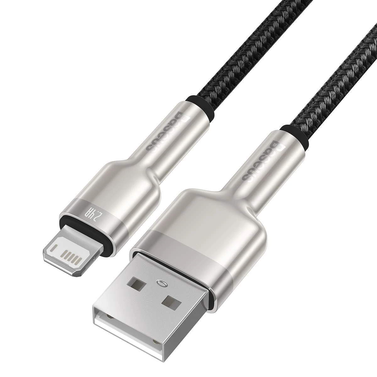 Kép 4/13 - Baseus USB - Lightning kábel, Cafule Series Metal adatkábel, 2.4A, 0.25m, fekete (CALJK-01)