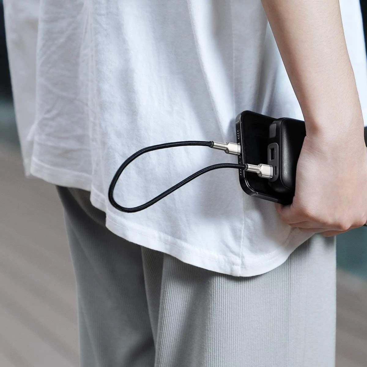 Kép 5/13 - Baseus USB - Lightning kábel, Cafule Series Metal adatkábel, 2.4A, 0.25m, fekete (CALJK-01)