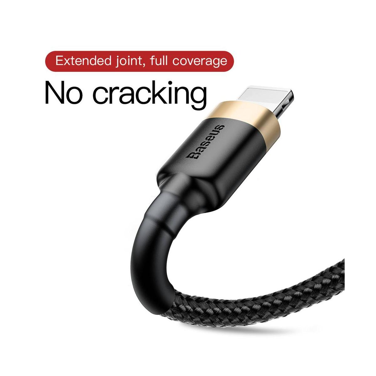 Kép 3/15 - Baseus Lightning kábel, Cafule 1.5A, 2m, arany/fekete (CALKLF-CV1)