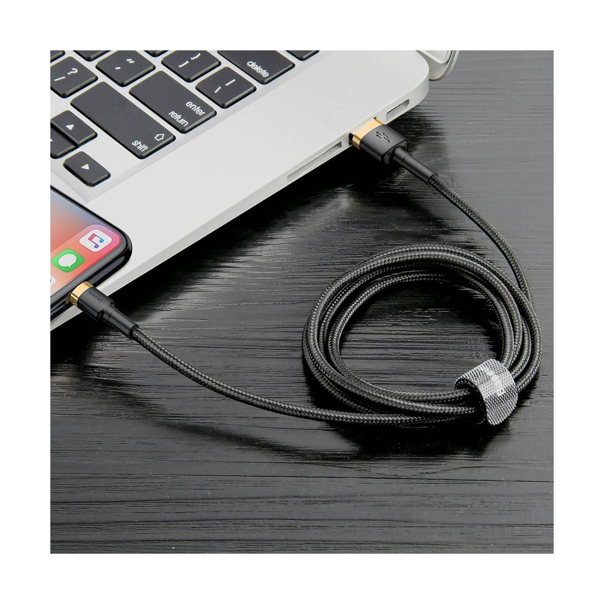Kép 11/15 - Baseus Lightning kábel, Cafule 1.5A, 2m, arany/fekete (CALKLF-CV1)