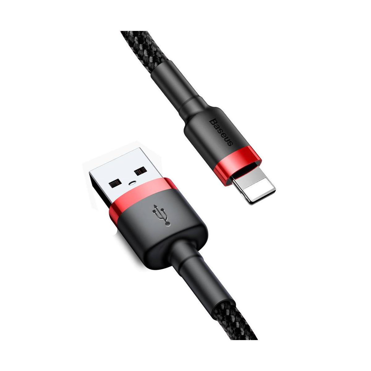 Kép 18/22 - Baseus Lightning Cafule kábel, 2A, 3m, piros/fekete (CALKLF-R91)