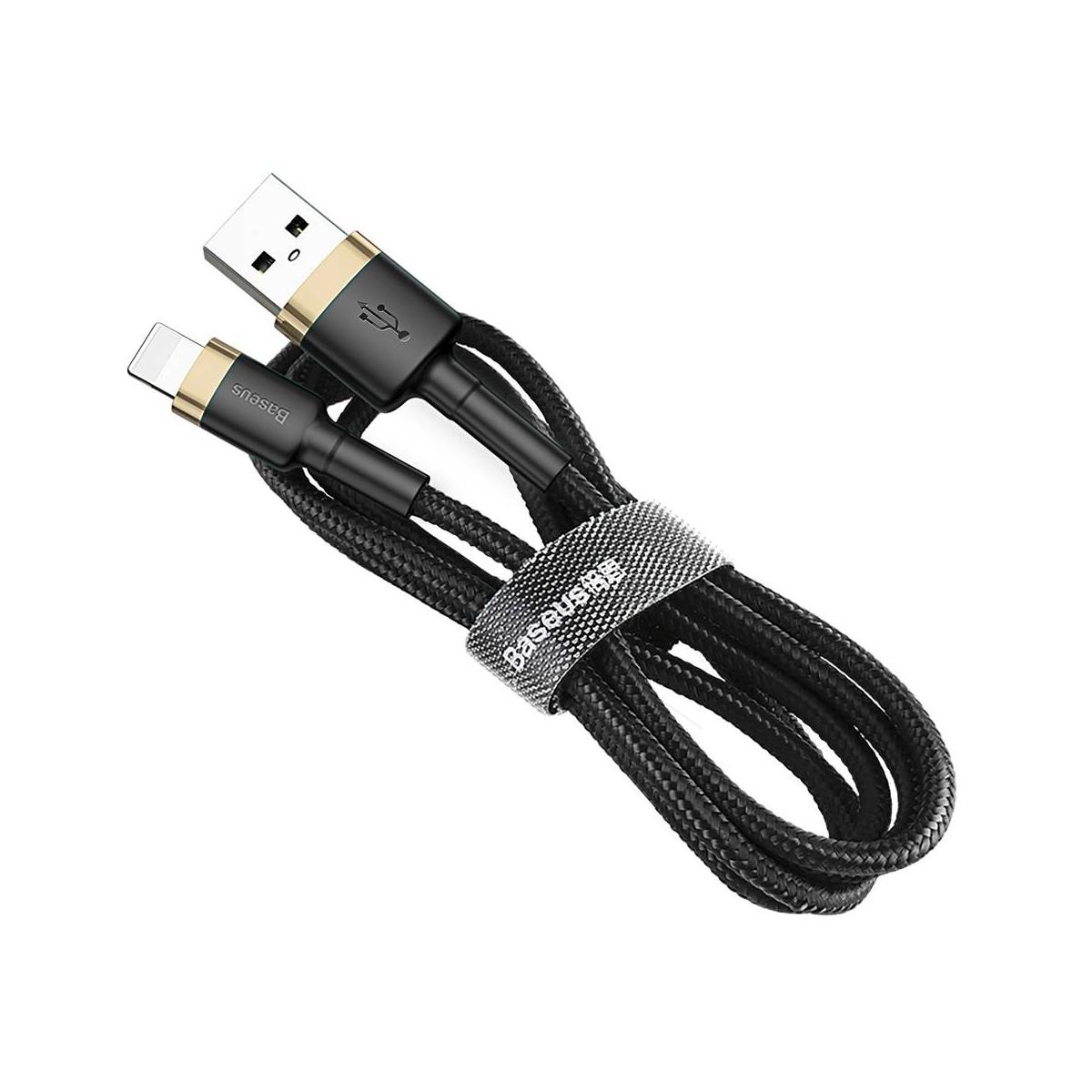 Kép 14/19 - Baseus Lightning Cafule kábel, 2A, 3m, arany/fekete (CALKLF-RV1)