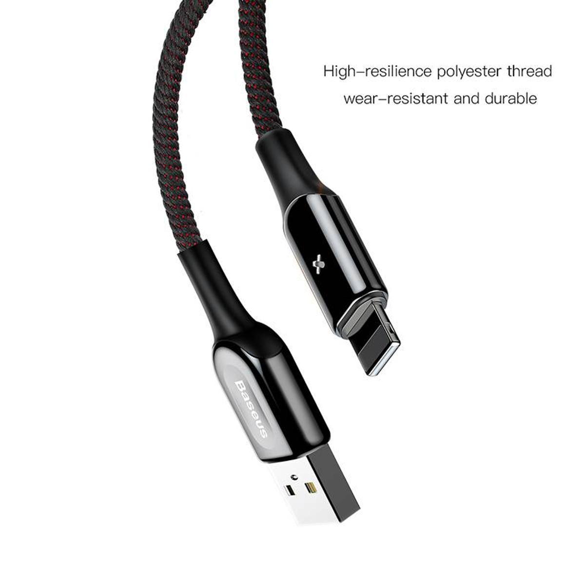 Kép 3/8 - Baseus Lightning kábel, X-Light, X-formájú töltés/státusz-jelző LED, 2.4A, 0.5m, fekete (CALXD-A01)