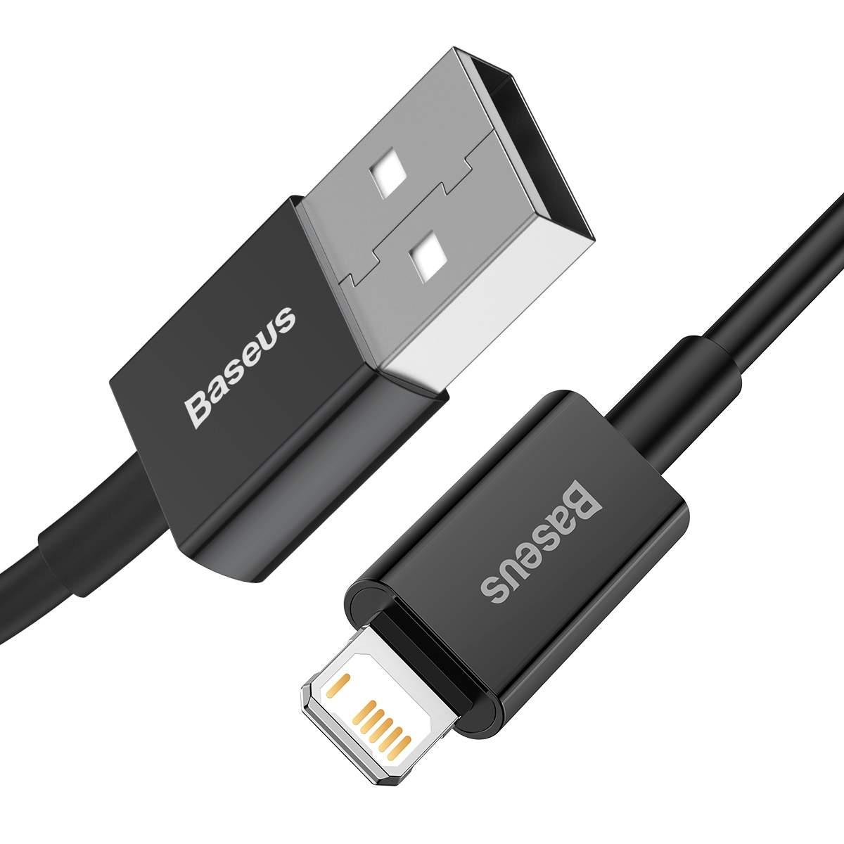 Kép 3/12 - Baseus Lightning Superior Series kábel, Gyors töltés, Adatkábel 2.4A, 1m, fekete (CALYS-A01)