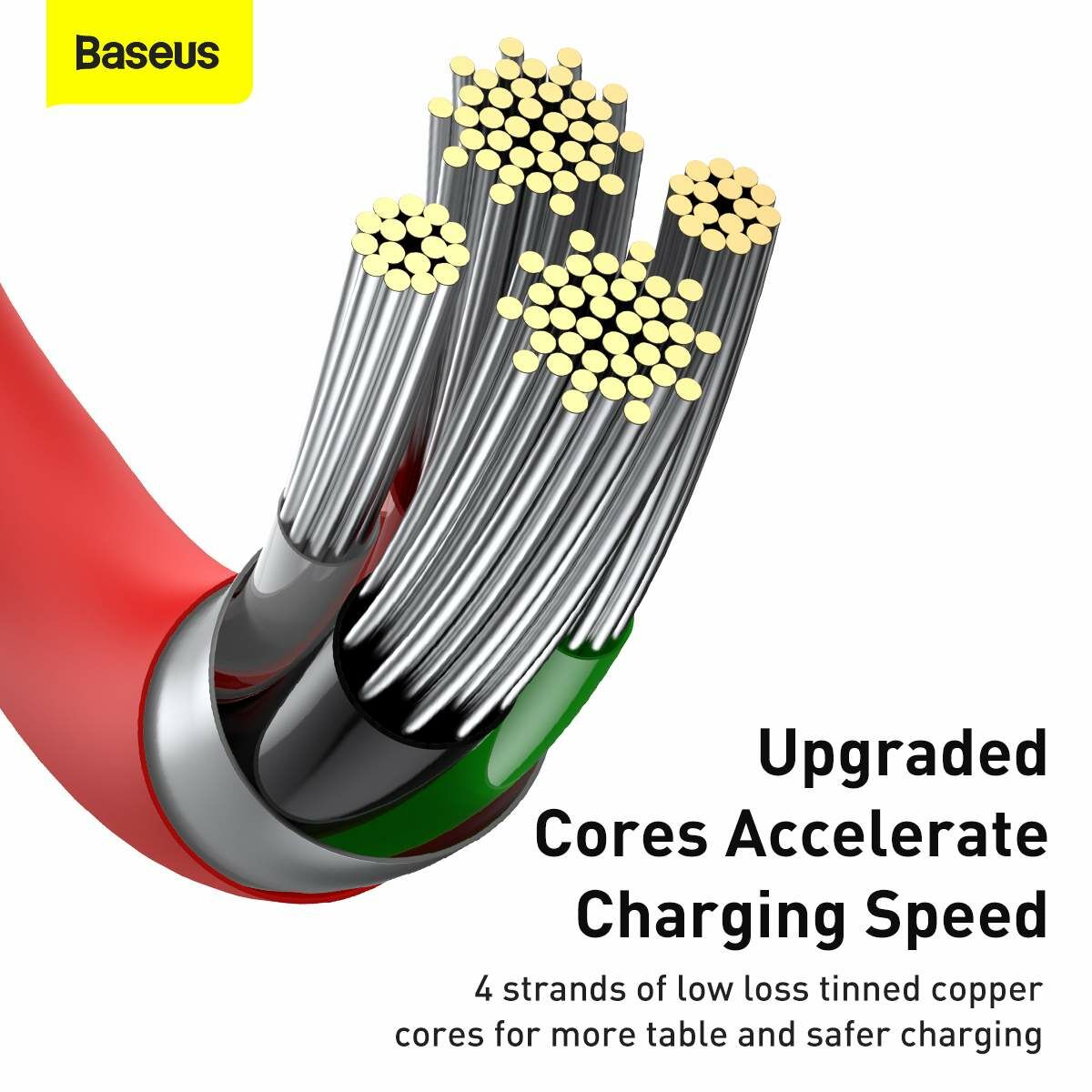 Baseus Lightning Superior Series kábel, Gyors töltés, Adatkábel 2.4A, 2m, piros (CALYS-C09) 
