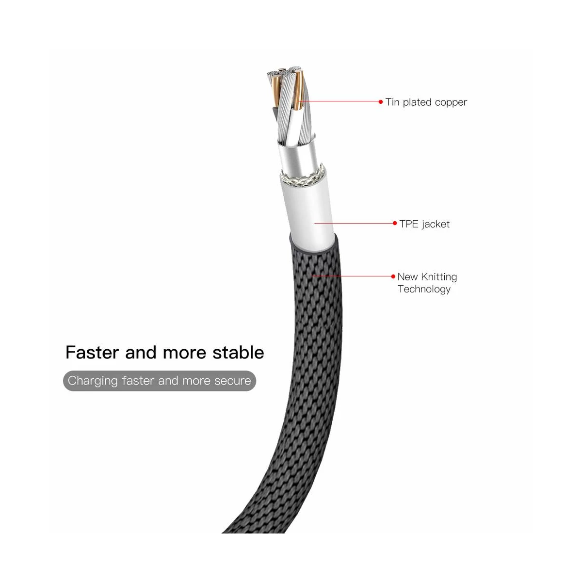 Kép 5/11 - Baseus USB - Lightning kábel, Yiven 1.5A, 3m, fekete (CALYW-C01)