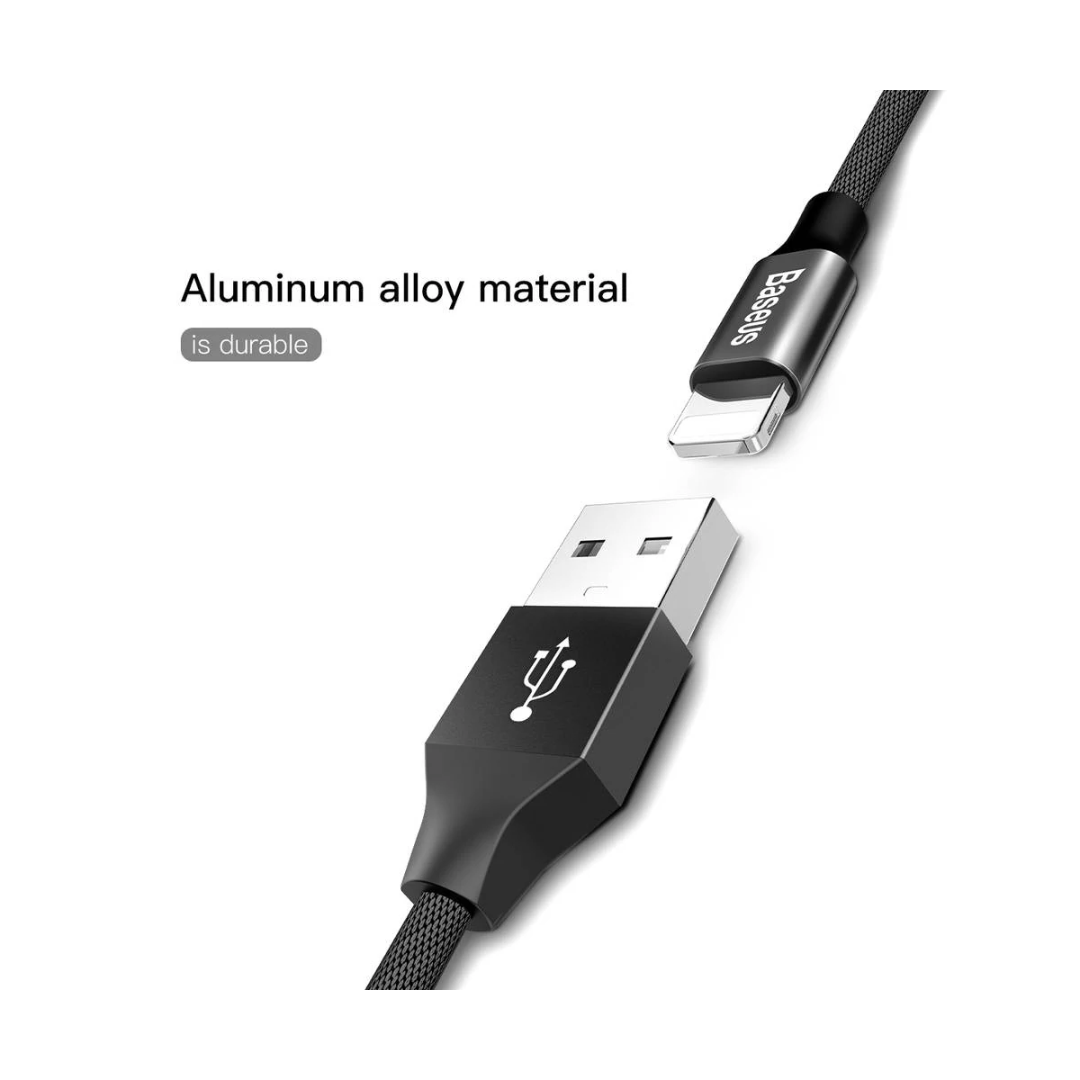 Kép 6/11 - Baseus USB - Lightning kábel, Yiven 1.5A, 3m, fekete (CALYW-C01)