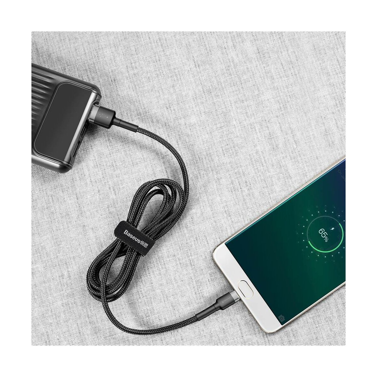 Kép 17/19 - Baseus Micro USB Cafule kábel, 2A, 3m, szürke/fekete (CAMKLF-HG1)
