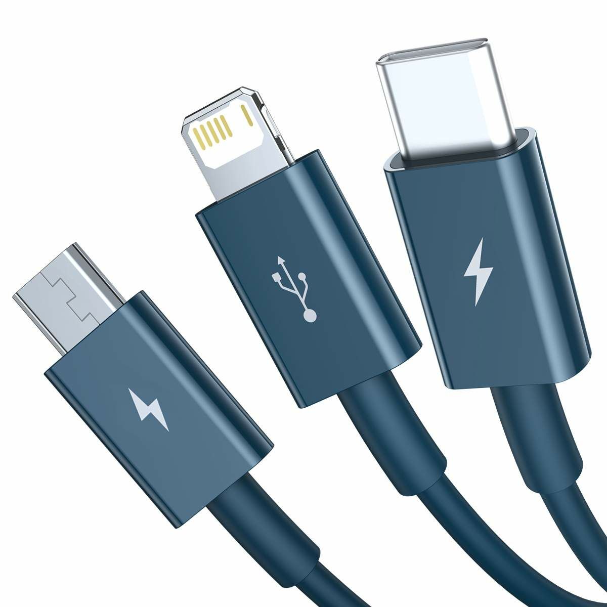 Baseus Univerzális kábel, Superior Series 3-in-1 Gyors töltés, Adatkábel USB bemenetről M+L+C 3.5A 1.5m, kék (CAMLTYS-03)
