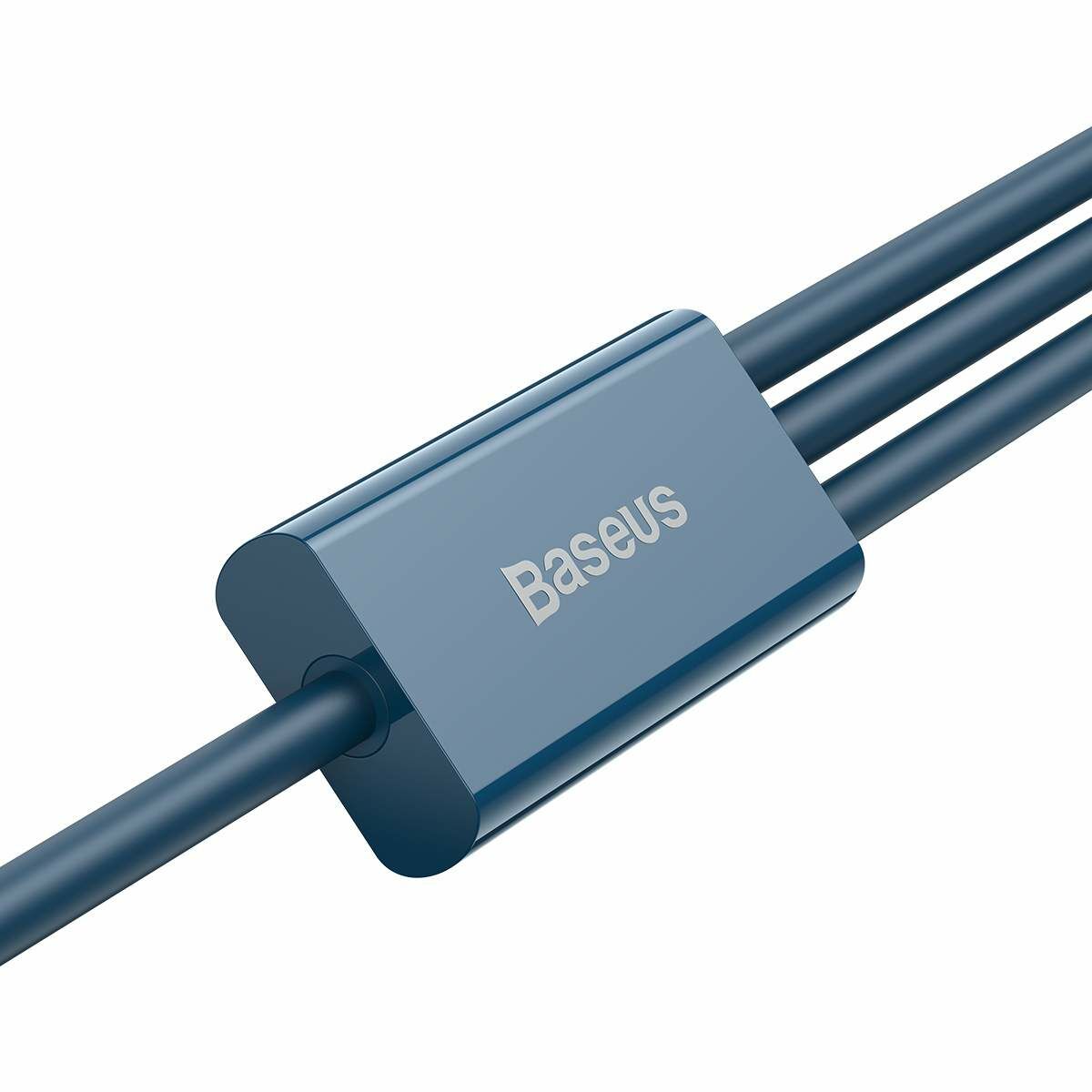 Baseus Univerzális kábel, Superior Series 3-in-1 Gyors töltés, Adatkábel USB bemenetről M+L+C 3.5A 1.5m, kék (CAMLTYS-03)