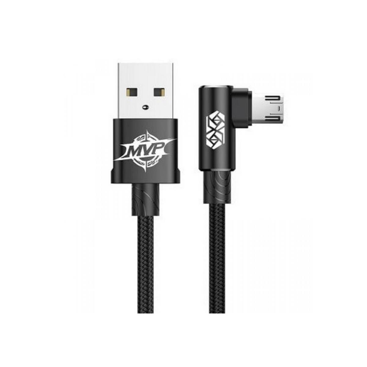 Kép 2/2 - Baseus Micro USB kábel, MVP Elbow Type Mobile Game, L-alakú csatlakozó, töltés/státusz-jelző LED, 1.5A, 2 m, fekete (CAMMVP-B01)