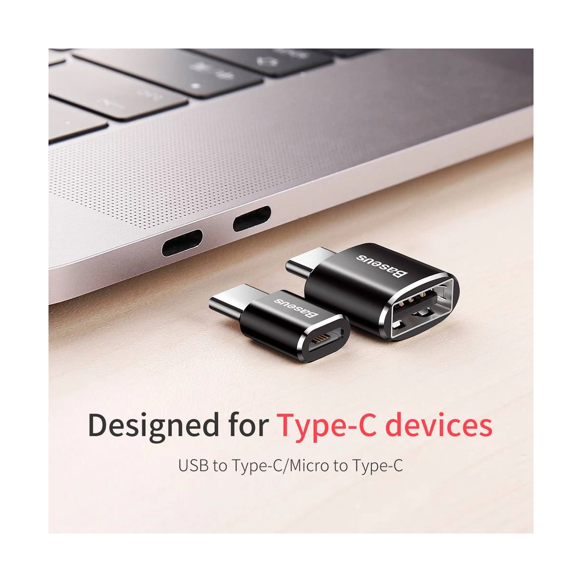 Kép 2/6 - Baseus átalakító, Micro USB[anya] - Type-C[apa], fekete (CAMOTG-01)