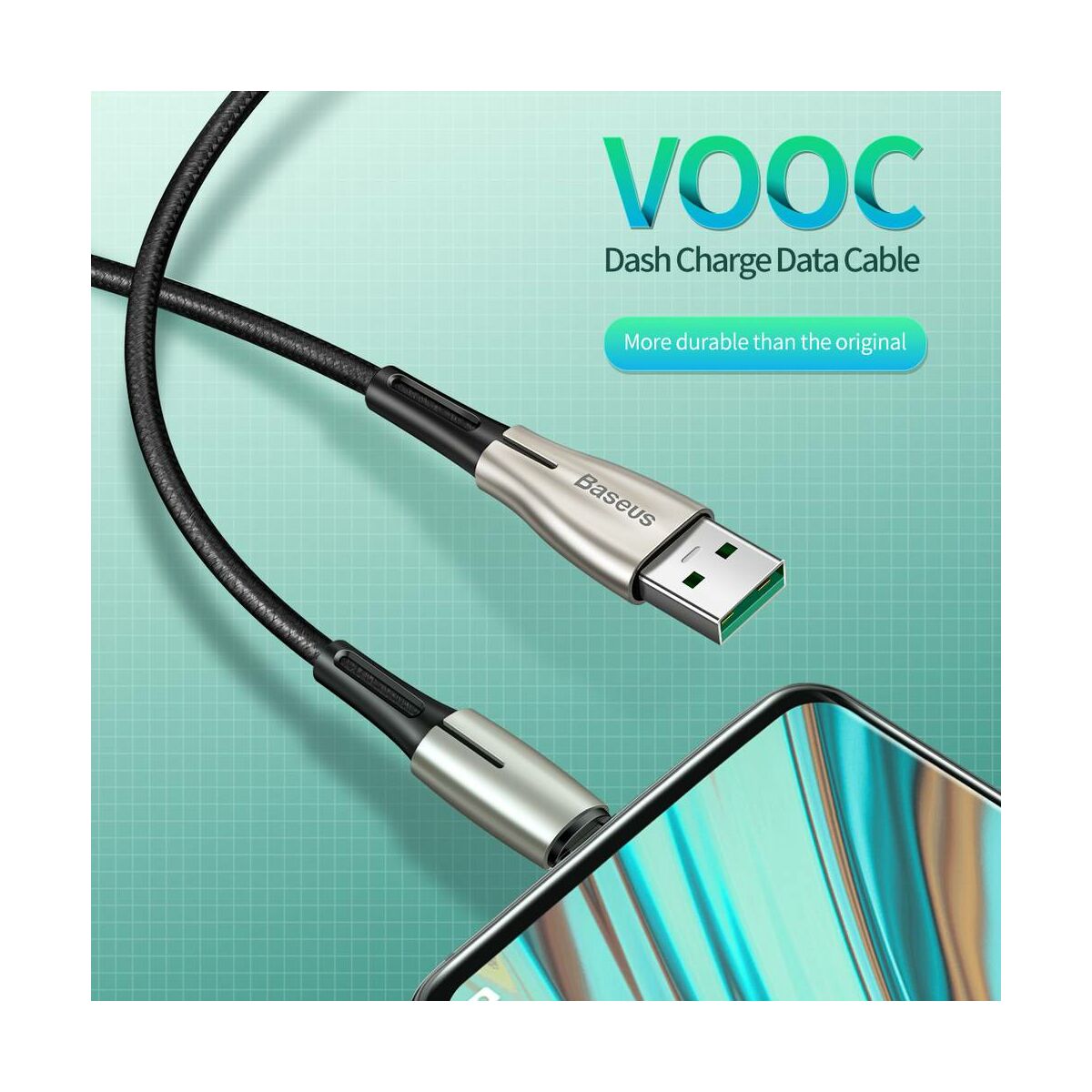 Baseus Micro USB kábel, Waterdrop, 4A, 1m, fekete (CAMRD-B01)