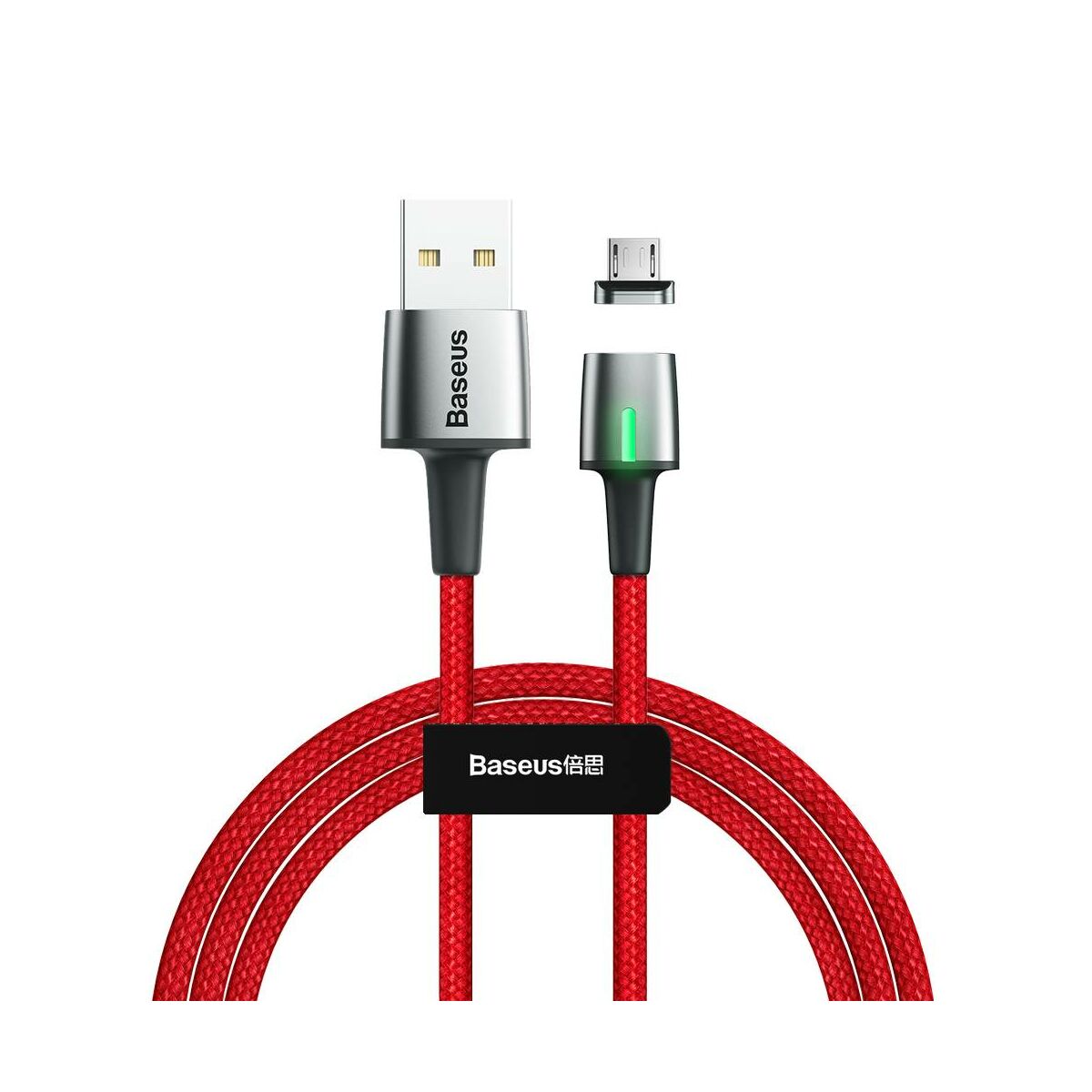Baseus Mágneses kábel, Micro USB, Mágnessel csatlakozó töltő kábel, 1.5A 2m, piros (CAMXC-B09)