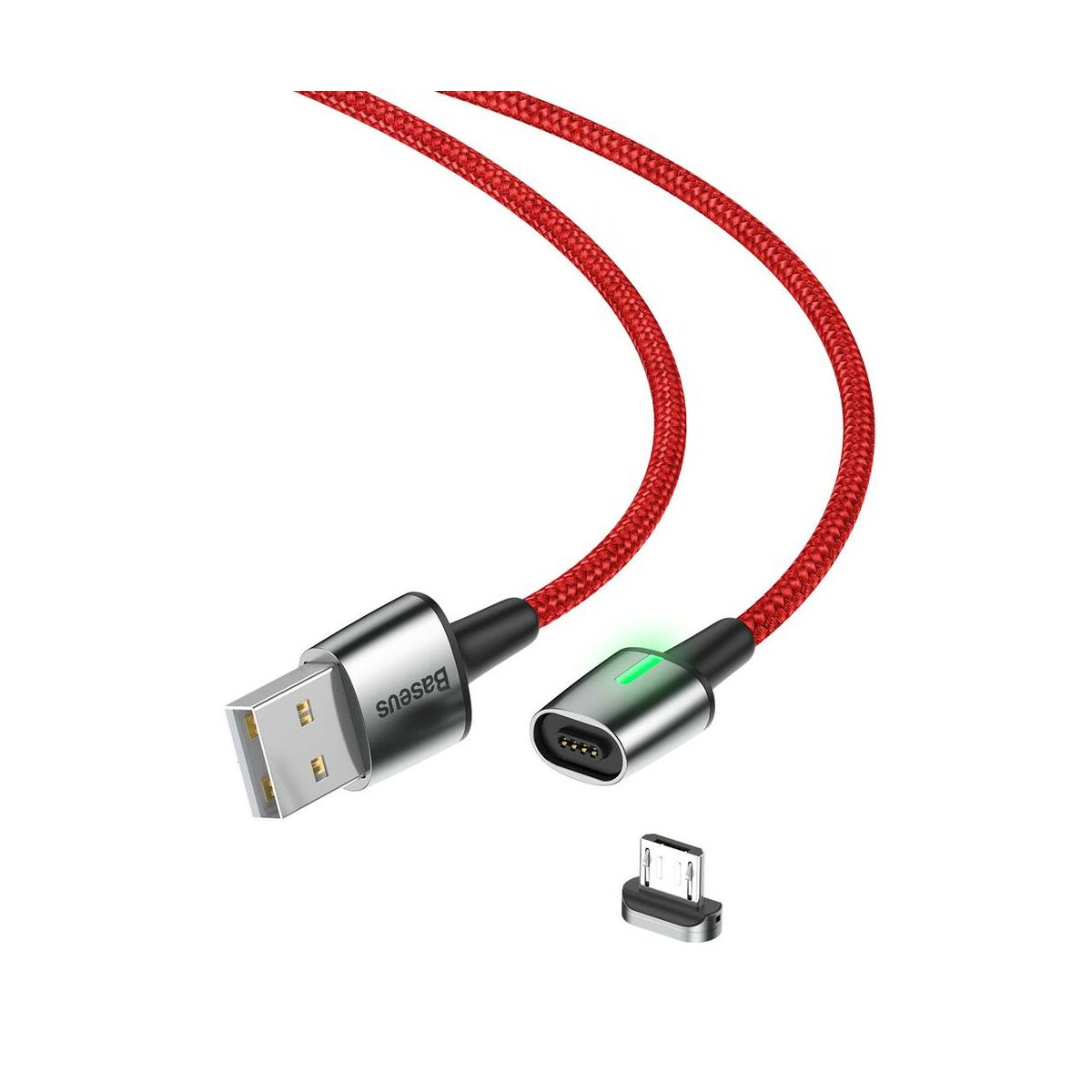 Baseus Mágneses kábel, Micro USB, Mágnessel csatlakozó töltő kábel, 1.5A 2m, piros (CAMXC-B09)