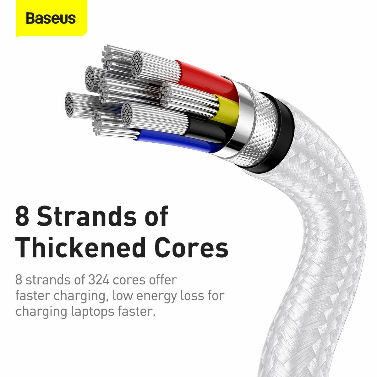 Baseus Type-C - Type-C kábel, Cafule Series Metal gyorstöltő és adatkábel 100W (20V/5A) 2m, fehér (CATJK-D02)