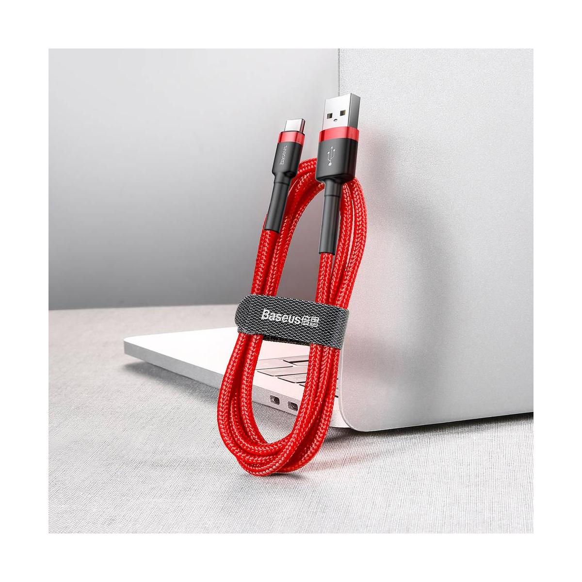 Kép 7/9 - Baseus Type-C kábel, Cafule, 3A, 0.5m, piros/piros (CATKLF-A09)