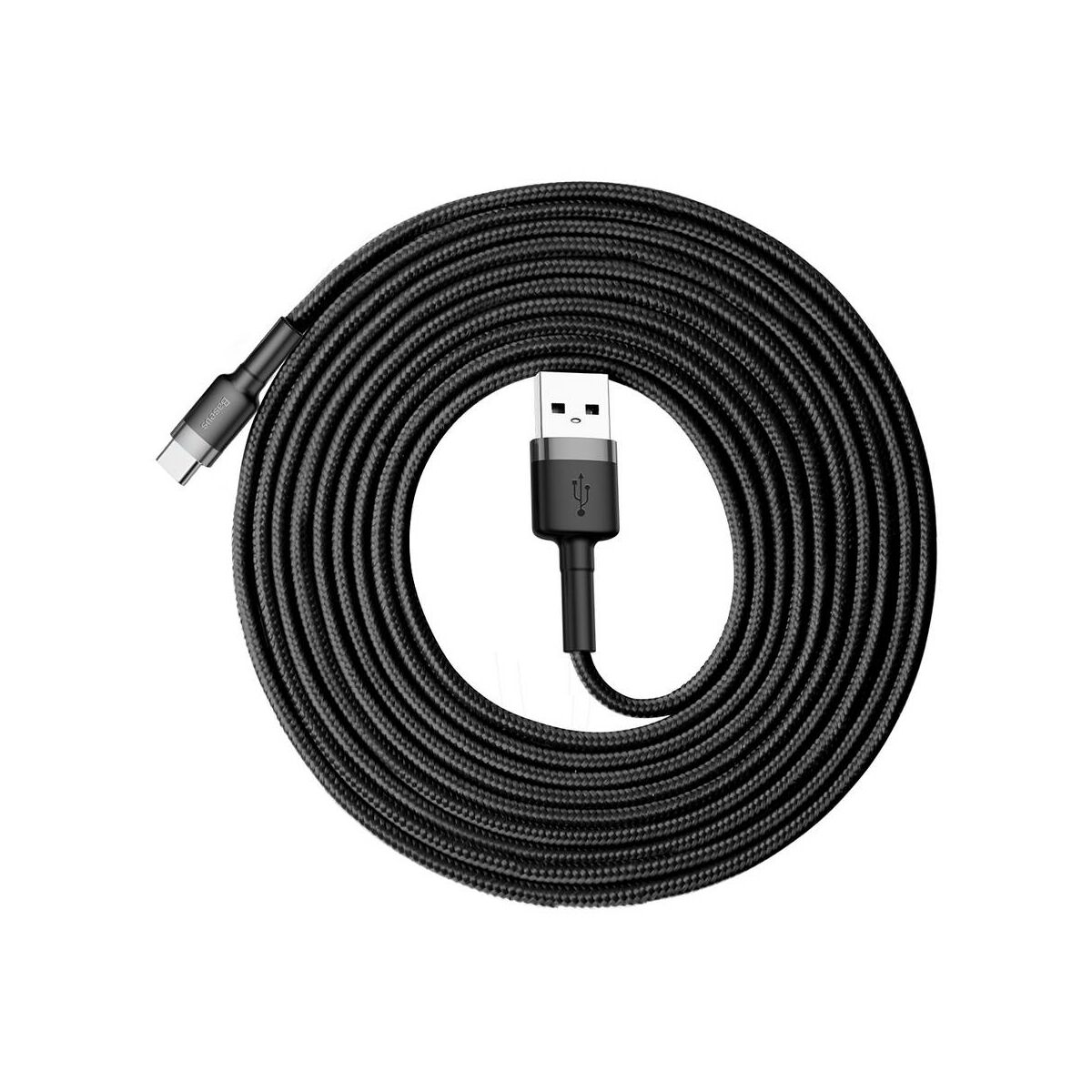 Kép 16/16 - Baseus Type-C Cafule kábel, 2A, 3m, szürke/fekete (CATKLF-UG1)