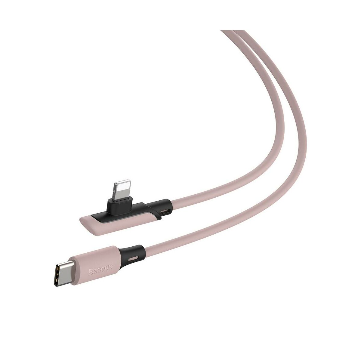 Baseus Type-C - Lightning Colourful Elbow Power Delivery kábel, döntött végű, derékszöges csatlakozással 18W, 1.2m, rózsaszín (CATLDC-A04)