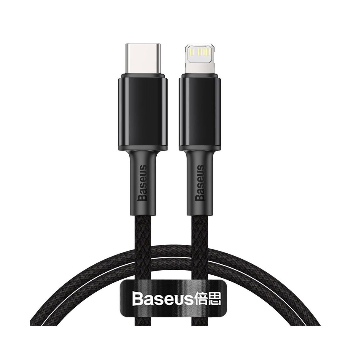 Kép 2/15 - Baseus Type-C - Lightning kábel, sűrű szövésű gyorstöltő kábel PD 20W 1m, fekete (CATLGD-01)