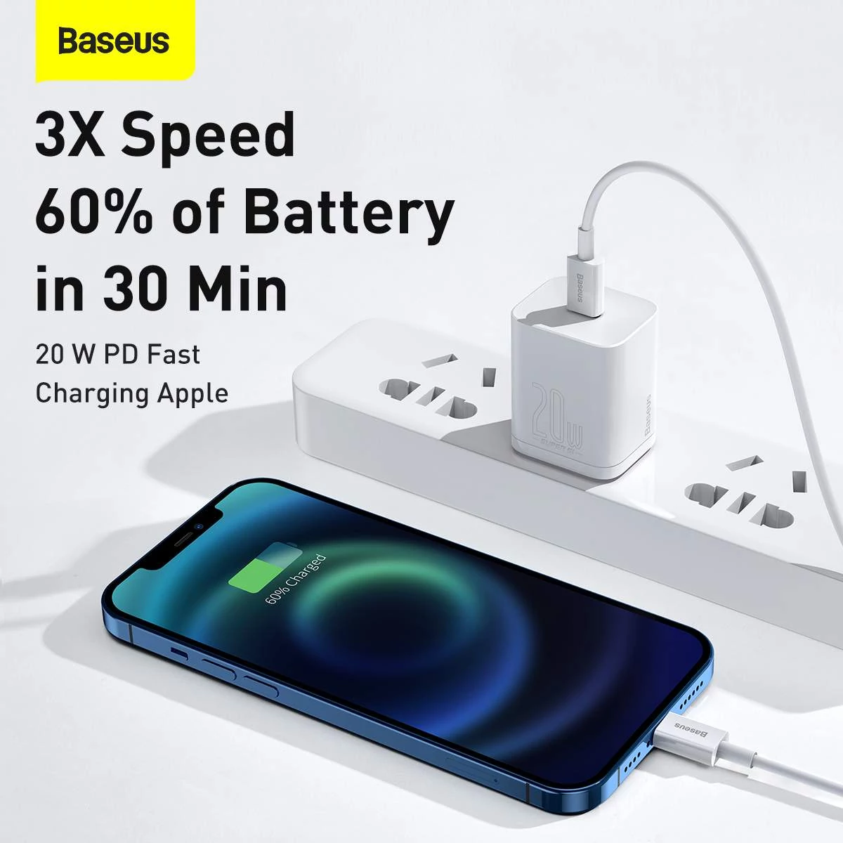 Kép 3/11 - Baseus Type-C - Lightning Superior Series gyorstöltő-, adatkábel, PD 20W 1.5m, fehér (CATLYS-B02)