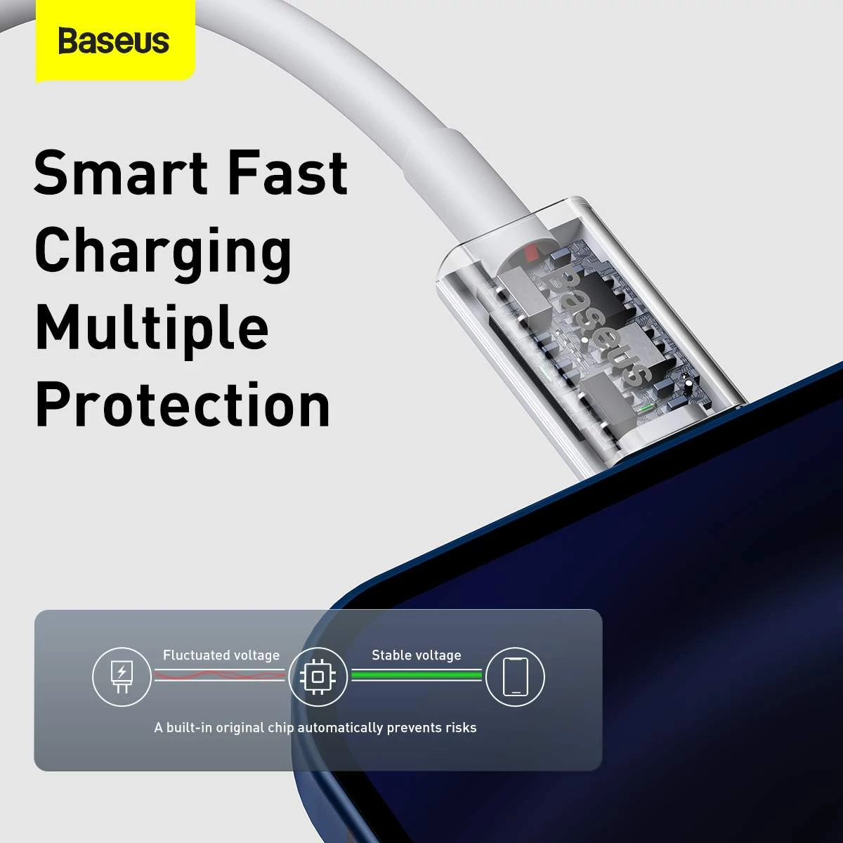 Kép 6/11 - Baseus Type-C - Lightning Superior Series gyorstöltő-, adatkábel, PD 20W 1.5m, fehér (CATLYS-B02)