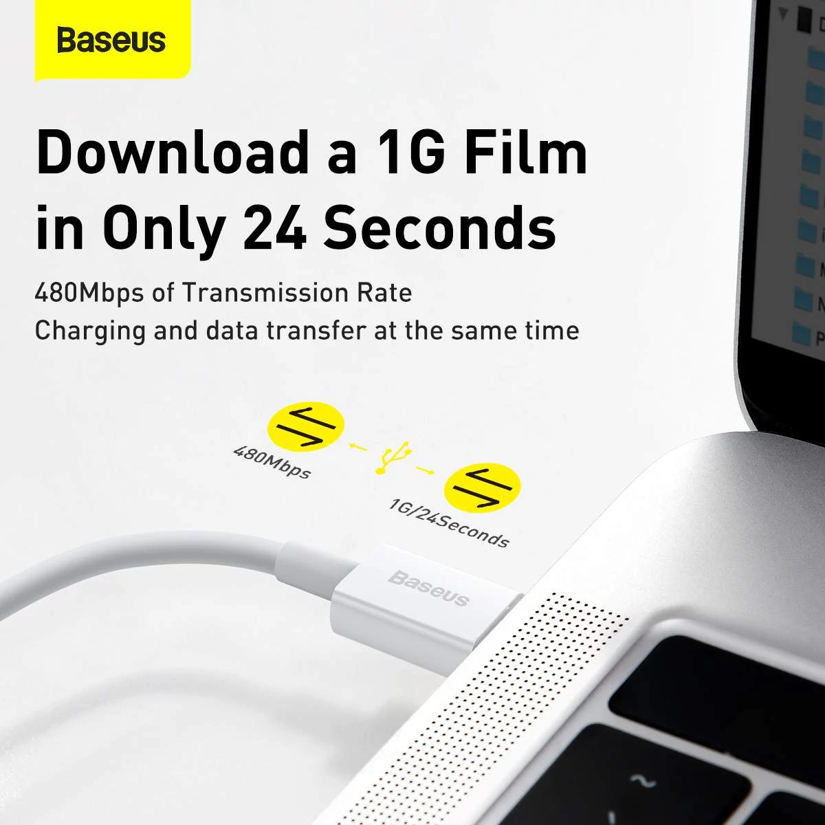 Kép 7/11 - Baseus Type-C - Lightning Superior Series gyorstöltő-, adatkábel, PD 20W 1.5m, fehér (CATLYS-B02)