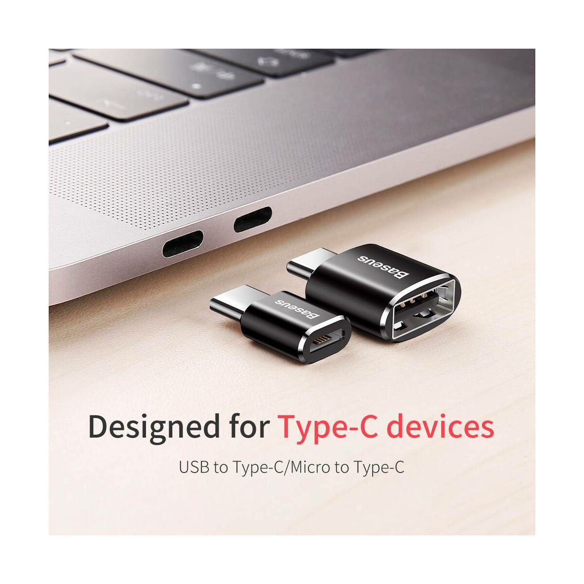 Baseus átalakító, USB[anya] - Type-C[apa], fekete (CATOTG-01)