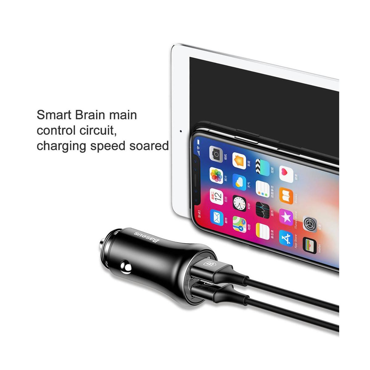 Kép 4/9 - Baseus autós töltő, Gentleman Dupla-USB, 4.8A, piros (CCALL-GB09)