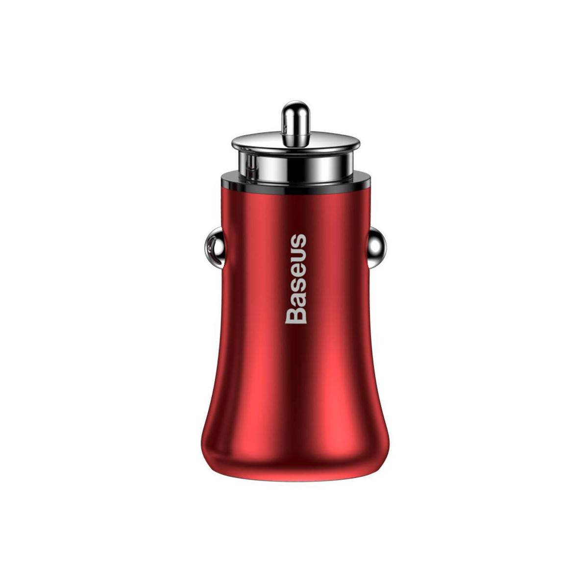 Kép 7/9 - Baseus autós töltő, Gentleman Dupla-USB, 4.8A, piros (CCALL-GB09)