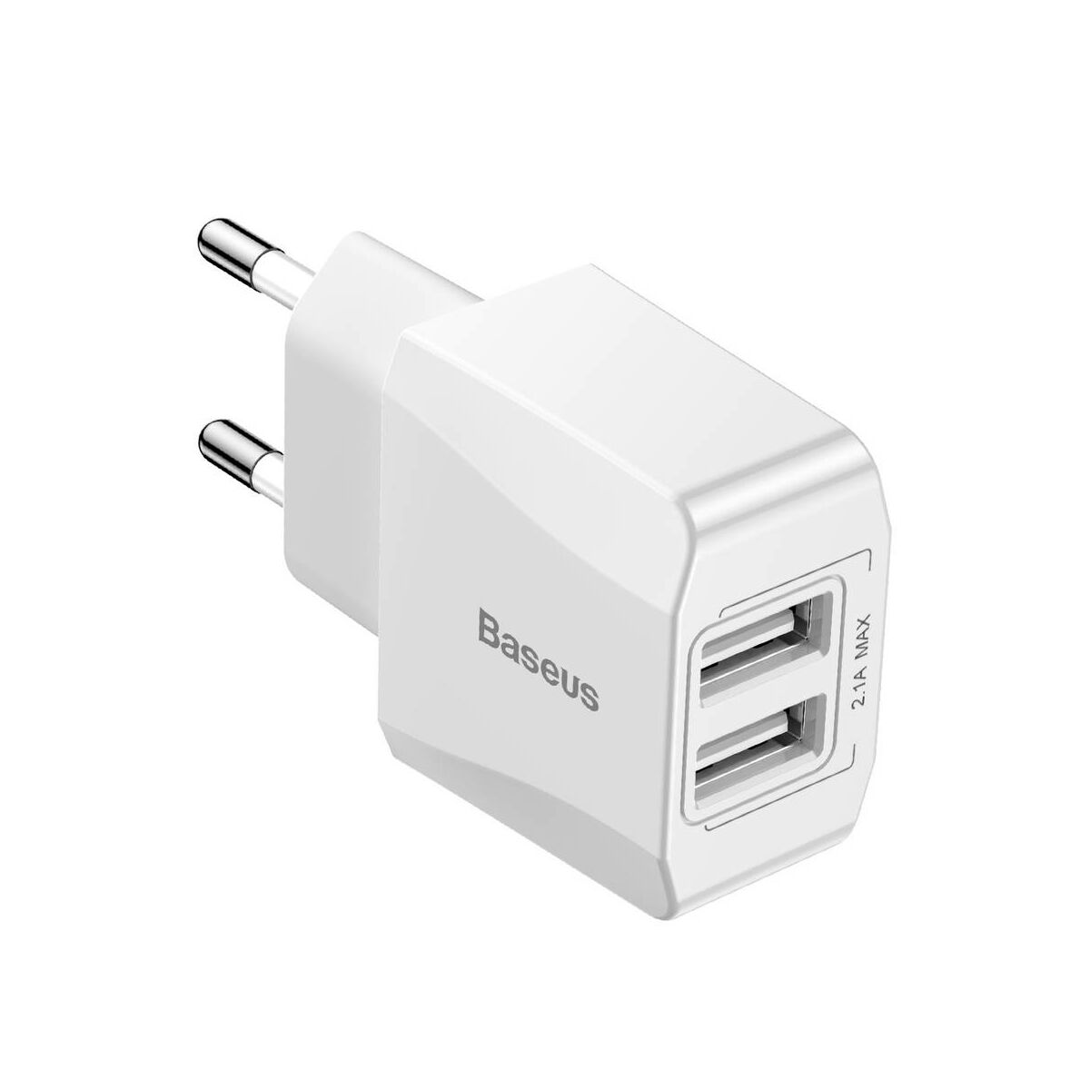Baseus hálózati töltő, Mini Dupla USB, 2.1A, fehér (CCALL-MN02)
