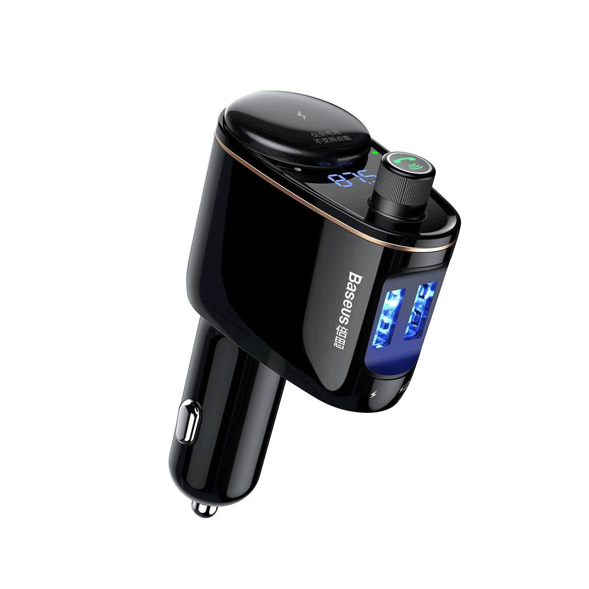 Kép 2/10 - Baseus autós töltő, Bluetooth Fm Transzmitter, Locomotive, 3.4A, fekete (CCALL-RH01)