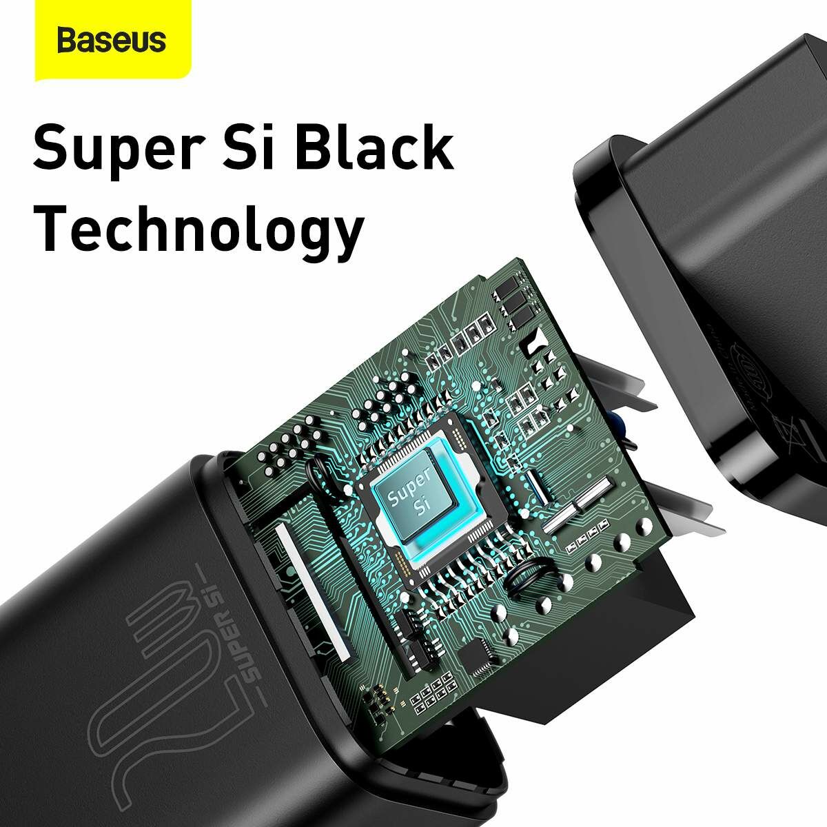 Baseus hálózati töltő szett, Super Si 1C PD Gyors töltő , fekete (CCSUP-B01)