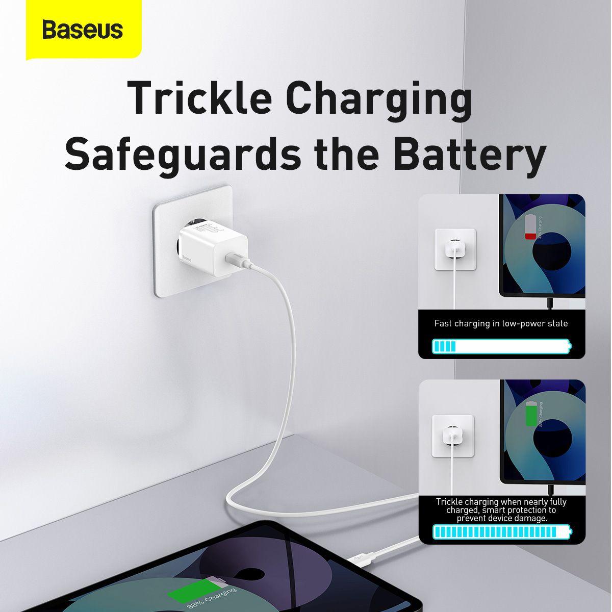 Kép 16/16 - Baseus hálózati töltő, Super Si 1C, gyorstöltő, Type-C, 30W, EU, fehér (CCSUP-J02)