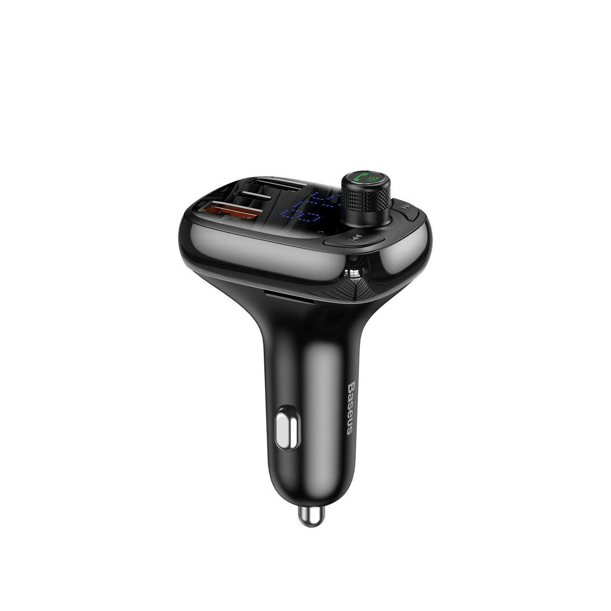 Kép 2/14 - Baseus autós töltő, T-typed okos gyors töltés funkcióval, Bluetooth MP3 hallgatás, 5A, fekete (CCTM-B01)