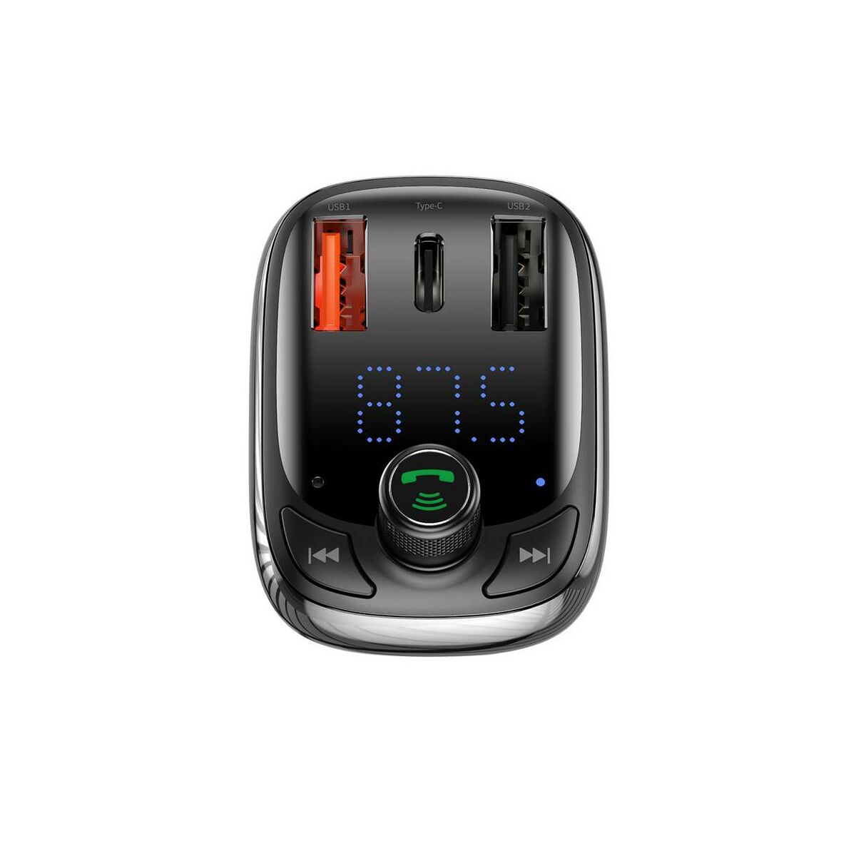 Kép 5/14 - Baseus autós töltő, T-typed okos gyors töltés funkcióval, Bluetooth MP3 hallgatás, 5A, fekete (CCTM-B01)