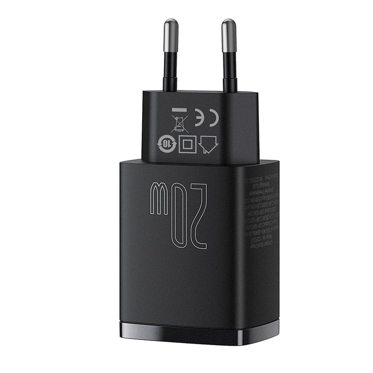 Kép 6/16 - Baseus autós töltő, Compact gyors töltő, U+C, 20W, EU, fekete (CCXJ-B01)