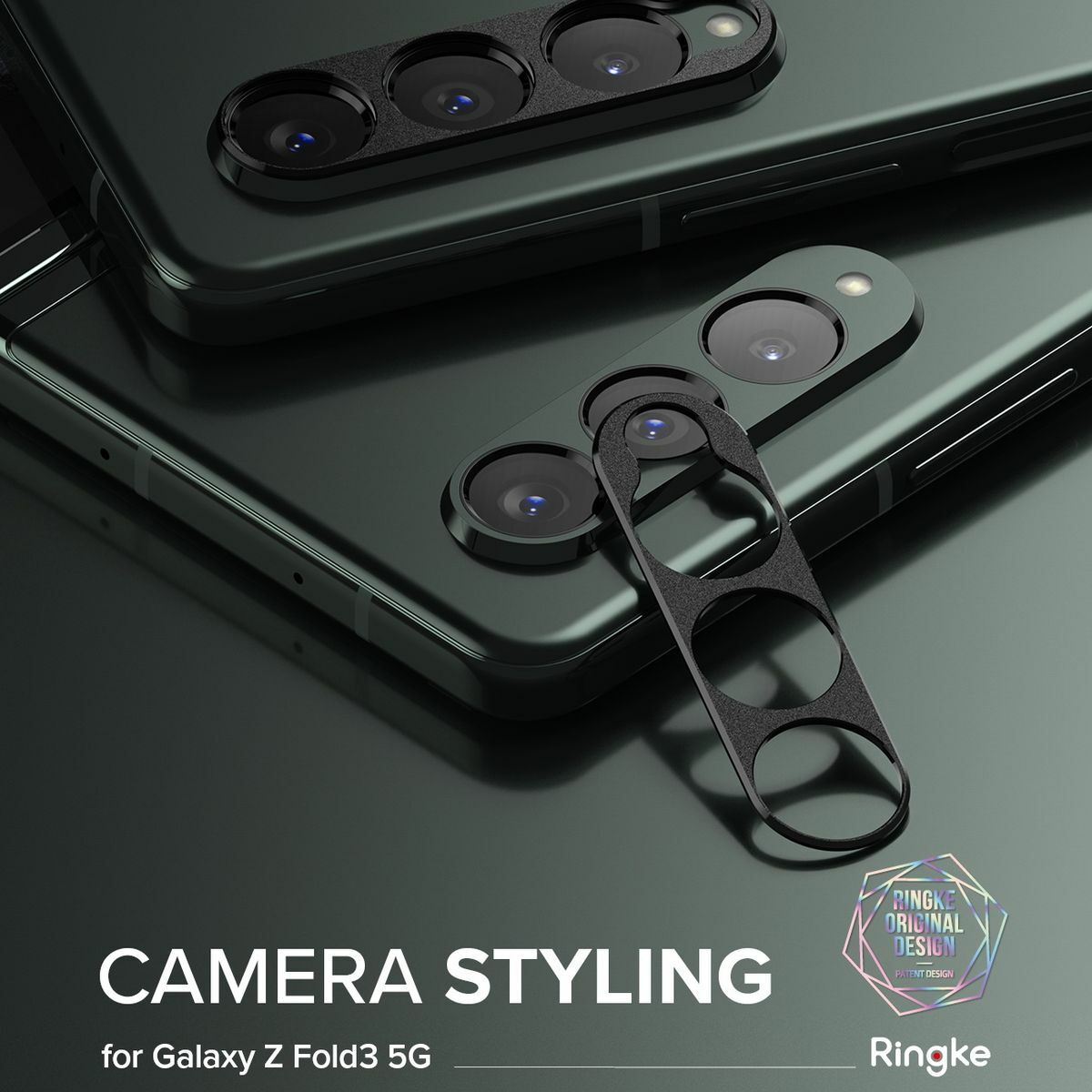 Kép 2/11 - Ringke Galaxy Z Fold 3, Camera Styling, kamera sziget védő keret, Fekete