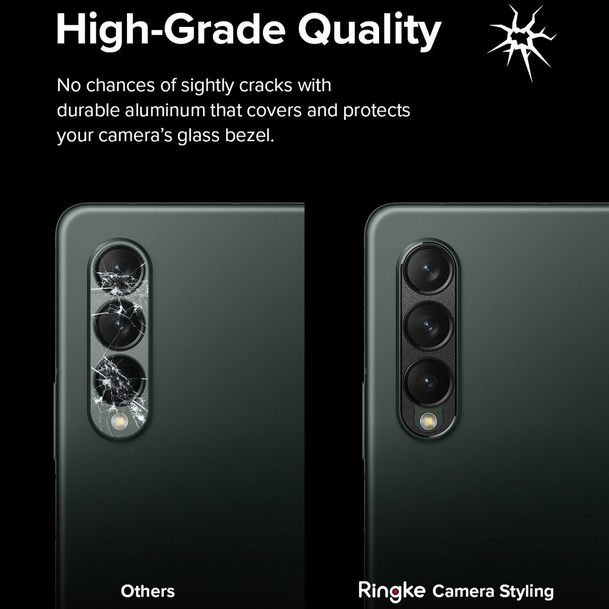 Kép 6/11 - Ringke Galaxy Z Fold 3, Camera Styling, kamera sziget védő keret, Fekete