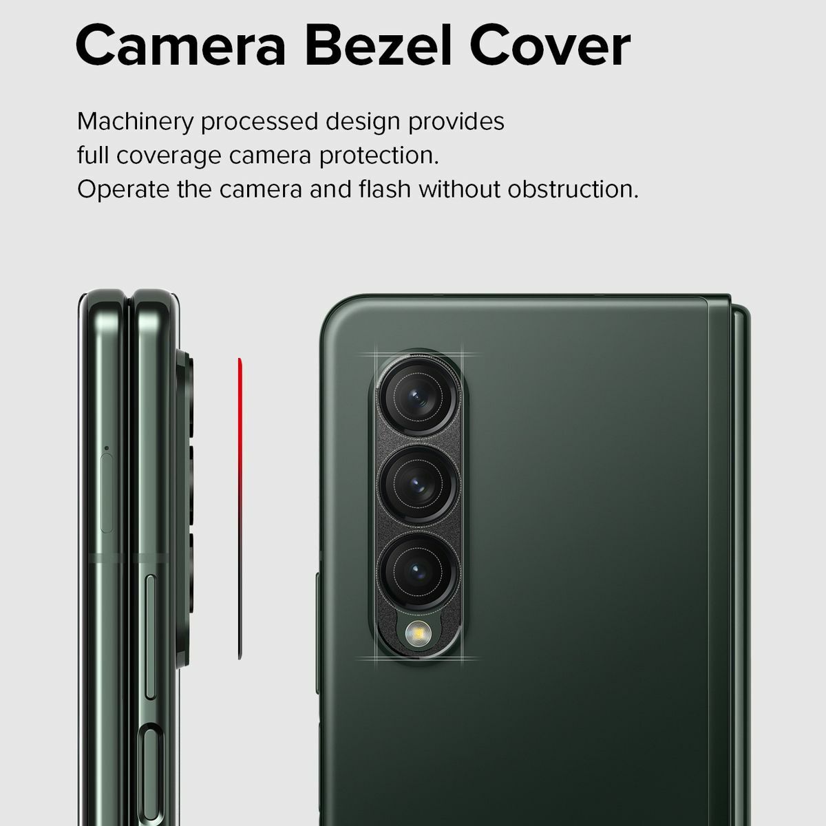 Kép 8/11 - Ringke Galaxy Z Fold 3, Camera Styling, kamera sziget védő keret, Fekete