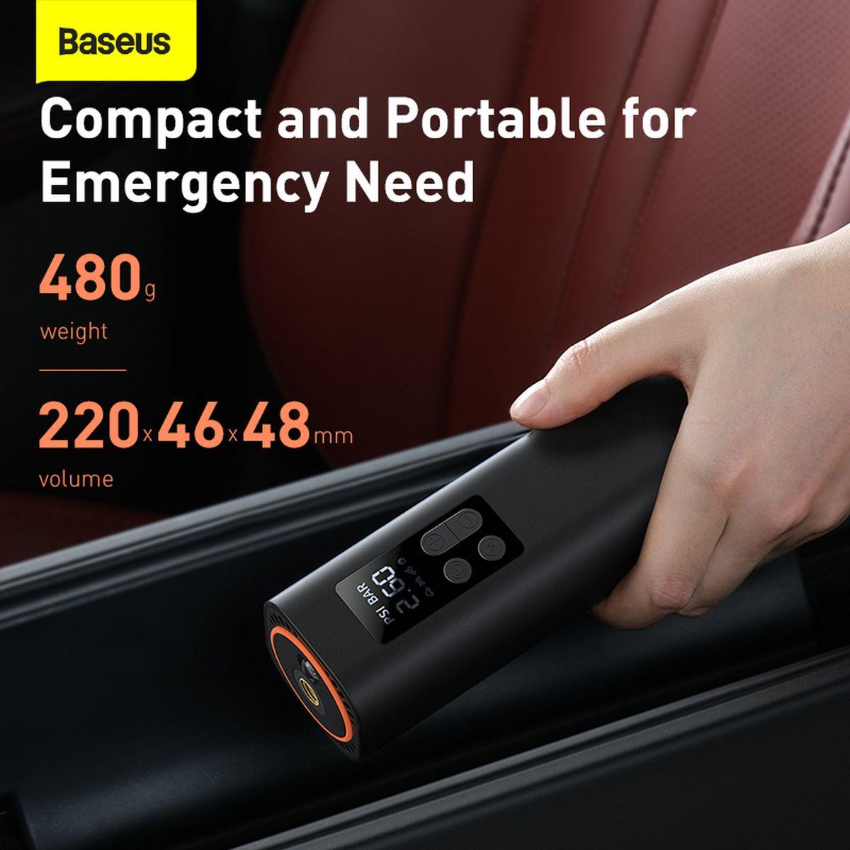Kép 11/17 - Baseus autós kiegészítő, Super Mini Inflator Tyre Pump, hordozható autó kompresszor, 15mp gyors puffer töltés, 4 gumiabroncs 25 perc alatt, fekete (CRCQ000001)
