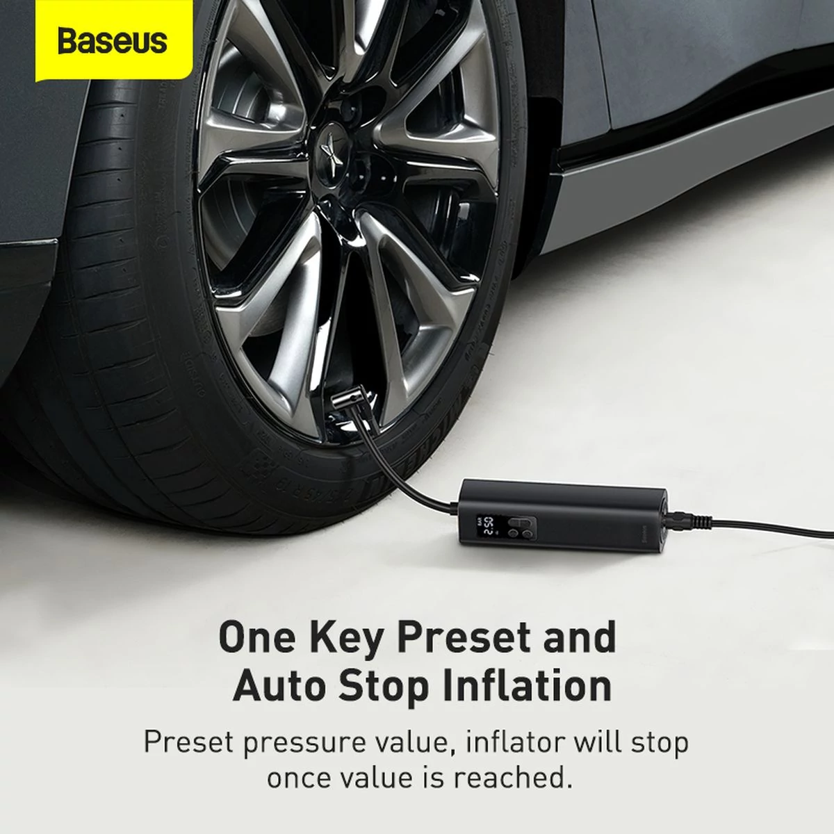 Kép 13/17 - Baseus autós kiegészítő, Super Mini Inflator Tyre Pump, hordozható autó kompresszor, fekete (CRCQ000