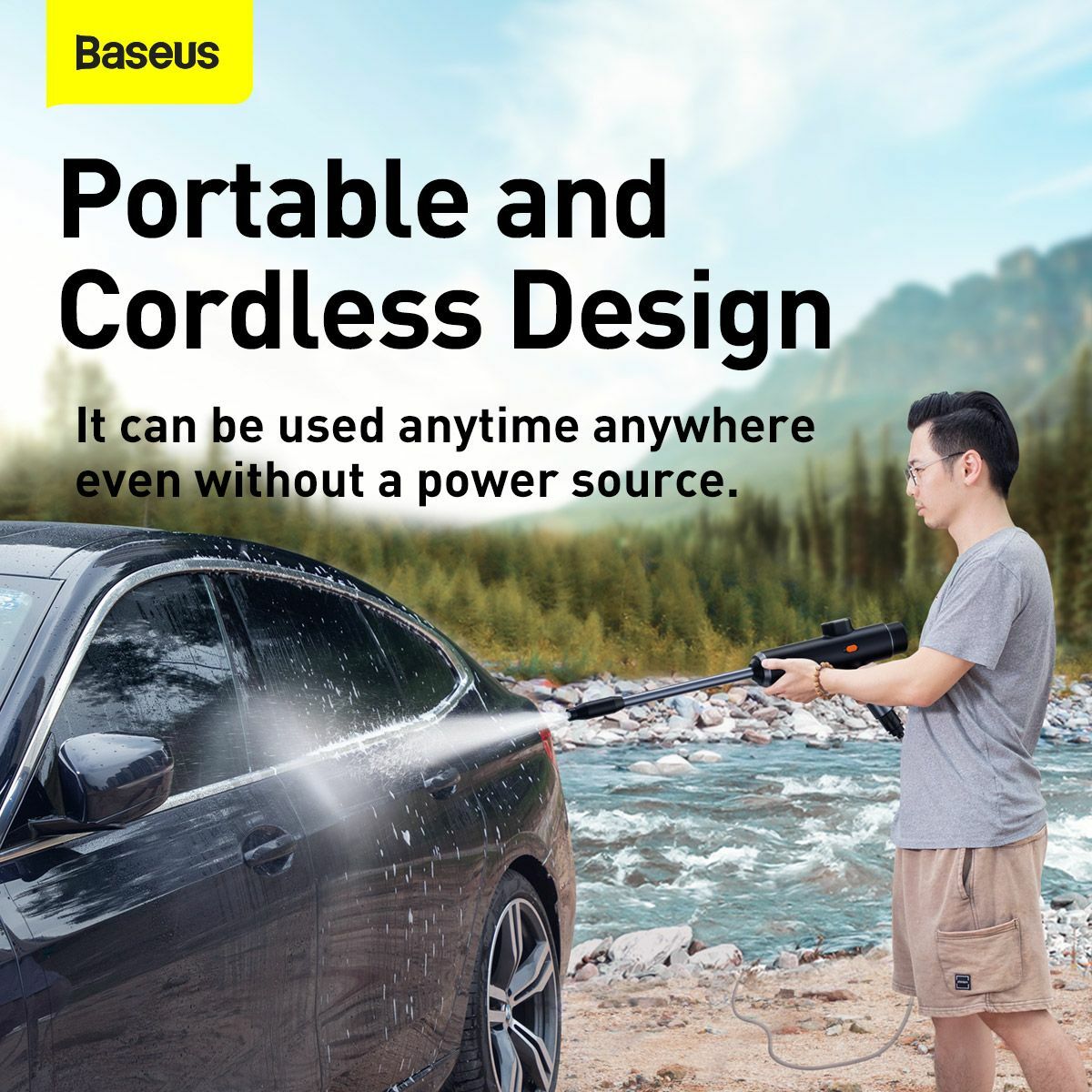Kép 11/15 - Baseus autós kiegészítő, Power hordozható elektromos autómosó fuvóka, 0.7 MPa, 1.2 l/min, fekete (CRDDSQ-01)