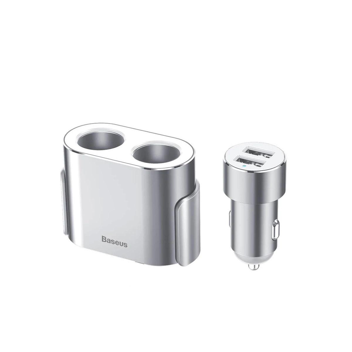 Kép 2/12 - Baseus autós töltő, One to Two szivargyújtó (dual-gyújtó 80W + dual USB 3.1A), ezüst (CRDYQ-0S)