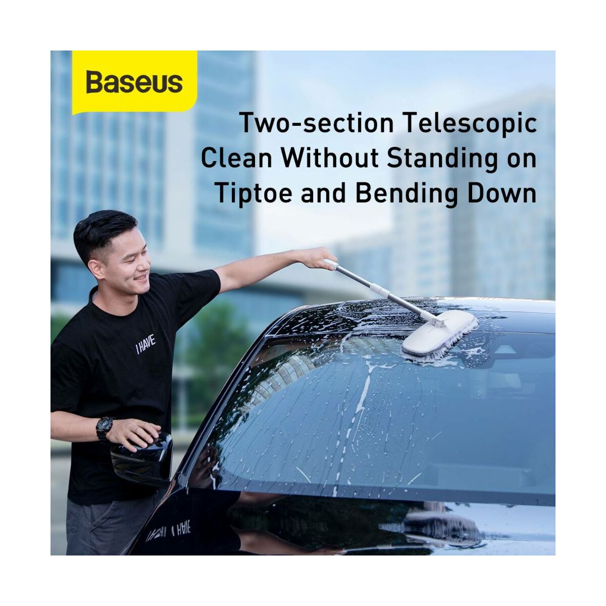 Kép 8/16 - Baseus autós kiegészítő, Handy Car Home mosó/tisztító nyélhez cserélhető ruha fej (2db / csomag) 100% poliészter chenille, szürke (CRTB-A0G)