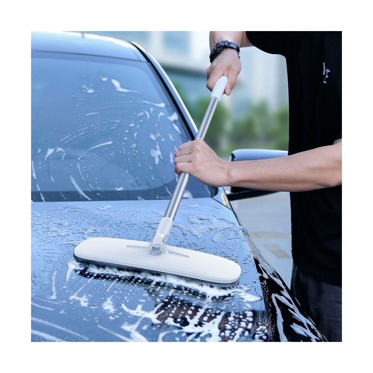 Kép 15/16 - Baseus autós kiegészítő, Handy Car Home mosó/tisztító nyélhez cserélhető ruha fej (2db / csomag) 100% poliészter chenille, szürke (CRTB-A0G)
